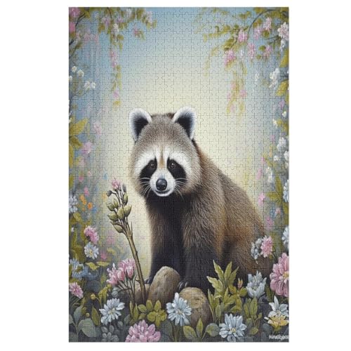 Waschbär 1000 Teile Puzzles Für Erwachsene Holzpuzzle Familienpuzzlespiel Stressabbau-Puzzle Für Kinder Ab 12 Jahren （78×53cm） von AASWSWW
