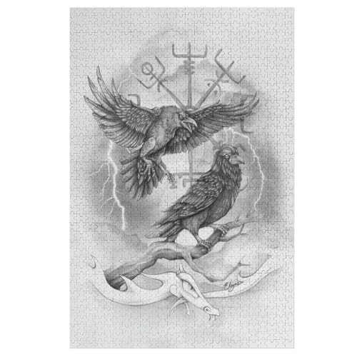 Wikinger Myth 1000 Teile Puzzles Für Erwachsene, Impossible Puzzle, Geschicklichkeitsspiel Für Die Ganze Familie, Kinder Holzpuzzle （78×53cm） von AASWSWW