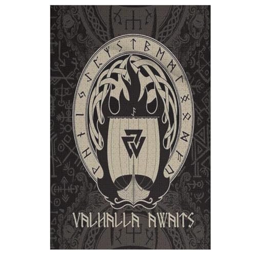 Wikinger Myth Puzzles 1000 Teile Erwachsener Kniffel Spaß Für Die Ganze Familie, Holzpuzzle Kinder Erwachsene, Impossible Puzzle Schwer （78×53cm） von AASWSWW