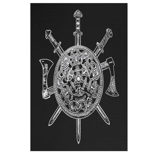 Wikinger Myth Puzzles 1000 Teile Erwachsener Kniffel Spaß Für Die Ganze Familie, Holzpuzzle Kinder Erwachsene, Impossible Puzzle Schwer （78×53cm） von AASWSWW
