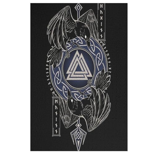 Wikinger Myth Puzzles 1000 Teile Erwachsener Kniffel Spaß Für Die Ganze Familie, Holzpuzzle Kinder Erwachsene, Impossible Puzzle Schwer （78×53cm） von AASWSWW