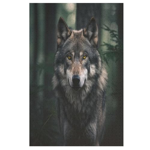 Wolf 1000 Teile Puzzles Für Erwachsene, Impossible Puzzle, Geschicklichkeitsspiel Für Die Ganze Familie, Kinder Holzpuzzle （78×53cm） von AASWSWW