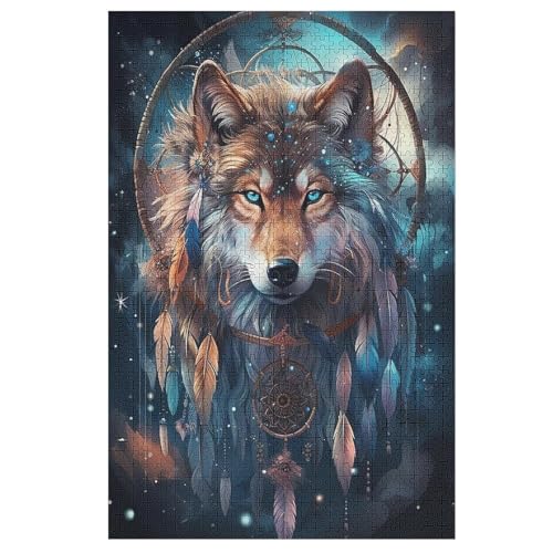 Wolf 1000 Teile Puzzles Für Erwachsene, Impossible Puzzle, Geschicklichkeitsspiel Für Die Ganze Familie, Kinder Holzpuzzle （78×53cm） von AASWSWW