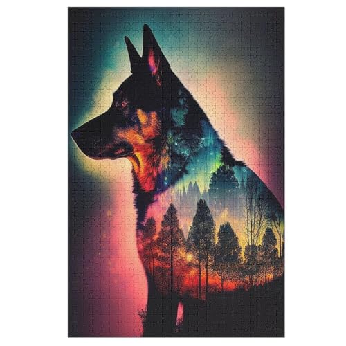 Wolf Holzpuzzle Für Erwachsene Teenager Stress Abbauen Familien-Puzzlespiel Poster 1000-teiliges Puzzle Kinder Lernspiel （78×53cm） von AASWSWW