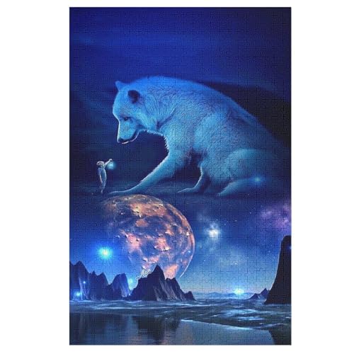Wolf Puzzle 1000 Teile, Holzpuzzle Für Erwachsene Kinder, Impossible Puzzles, Geschicklichkeitsspiel Für Die Ganze Familie （78×53cm） von AASWSWW