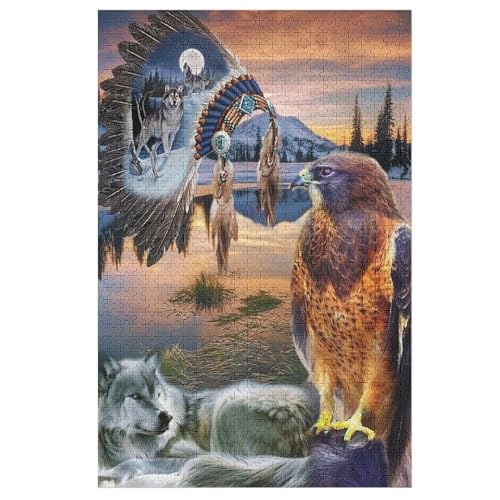 Wolf Puzzles 1000 Teile Erwachsener Kniffel Spaß Für Die Ganze Familie, Holzpuzzle Kinder Erwachsene, Impossible Puzzle Schwer （78×53cm） von AASWSWW