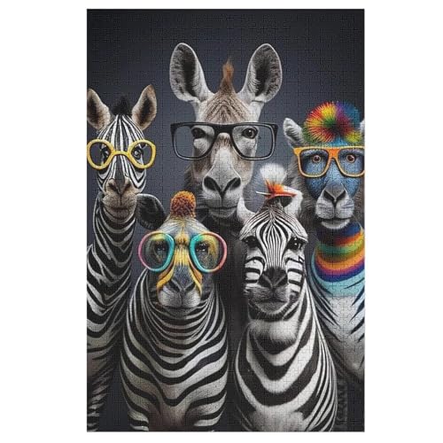 Zebra 1000 Teile Puzzles Für Erwachsene Holzpuzzle Familienpuzzlespiel Stressabbau-Puzzle Für Kinder Ab 12 Jahren （78×53cm） von AASWSWW