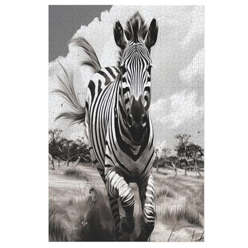 Zebra Puzzle Für Erwachsene 1000 Teile Premium Recyceltes Brett Zum Lernen, Lernspielzeug, Familienspiele Kinder Holzpuzzle （78×53cm） von AASWSWW