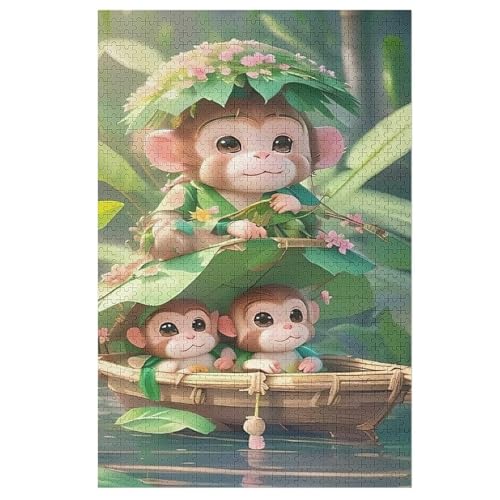 süßer AFFE-Puzzlespiel Aus Holz, 1000 Puzzleteile, Puzzle Für Teenager Und Erwachsene, Kreatives Spielzeug, Puzzles, （78×53cm） von AASWSWW