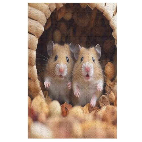 süßer Hamster Puzzles 1000 Teile Erwachsener Kniffel Spaß Für Die Ganze Familie, Holzpuzzle Kinder Erwachsene, Impossible Puzzle Schwer （78×53cm） von AASWSWW