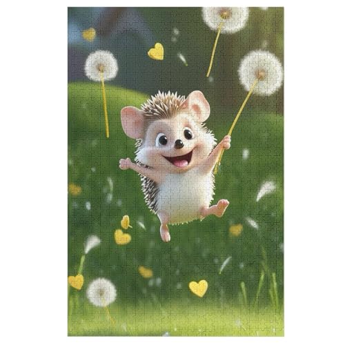 süßer Igel Holzpuzzle 1000 Teile, Knobelspiele Für Erwachsene, Teenager, Puzzles Unmögliche - Kinder Puzzle Zimmer Deko （78×53cm） von AASWSWW