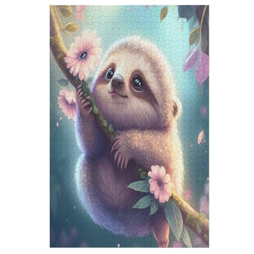 süßes Faultier 1000 Teile Puzzles Für Erwachsene Holzpuzzle Familienpuzzlespiel Stressabbau-Puzzle Für Kinder Ab 12 Jahren （78×53cm） von AASWSWW