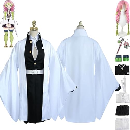 AAmron Komplettes Set Anime Character Kanroji Mitsuri Cosplay-Kostüm für Dämonentöter, Kimono-Umhang und Perücken-Set für Halloween-Party,A-M AAmron Komplettes Set Anime Character Kanroji Mitsuri Cosplay-Kostüm für Dämonentöter, Kimono-Umhang und Perücken-Set für Halloween-Party,A-M von AAmron
