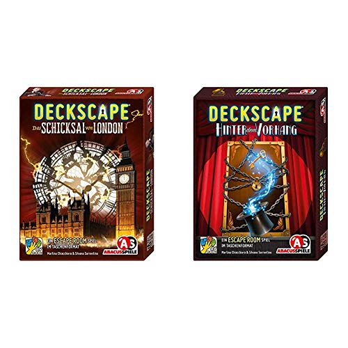 ABACUSSPIELE 38173 - Deckscape – Das Schicksal von London, Escape Room Spiel, Kartenspiel & 38191 - Deckscape – Hinter dem Vorhang, Escape Room Spiel, Kartenspiel von ABACUSSPIELE