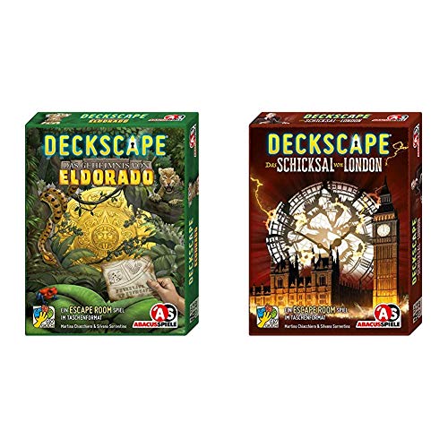 ABACUSSPIELE 38183 - Deckscape - Das Geheimnis von Eldorado, Escape Room Spiel, Kartenspiel & 38173 - Deckscape – Das Schicksal von London, Escape Room Spiel, Kartenspiel von ABACUSSPIELE