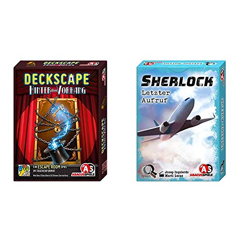 ABACUSSPIELE 38191 - Deckscape – Hinter dem Vorhang, Escape Room Spiel, Kartenspiel & 48191 - Sherlock - Letzter Aufruf, Kartenspiel ABACUSSPIELE 38191 - Deckscape – Hinter dem Vorhang, Escape Room Spiel, Kartenspiel & 48191 - Sherlock - Letzter Aufruf, Kartenspiel von ABACUSSPIELE