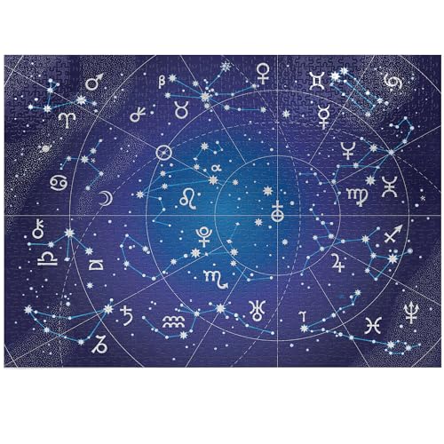 ABAKUHAUS Astrologie Puzzle, Constellation Zodiac, Heirloom-Qualität lustige Aktivität für die Familie langlebiger Karton, 1000 Stücke, Dunkelblau von ABAKUHAUS