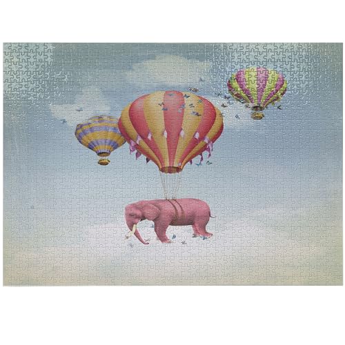 ABAKUHAUS Elefant Puzzle, Pink Elephant in Sky, Heirloom-Qualität lustige Aktivität für die Familie langlebiger Karton, 1000 Stücke, Mehrfarbig von ABAKUHAUS