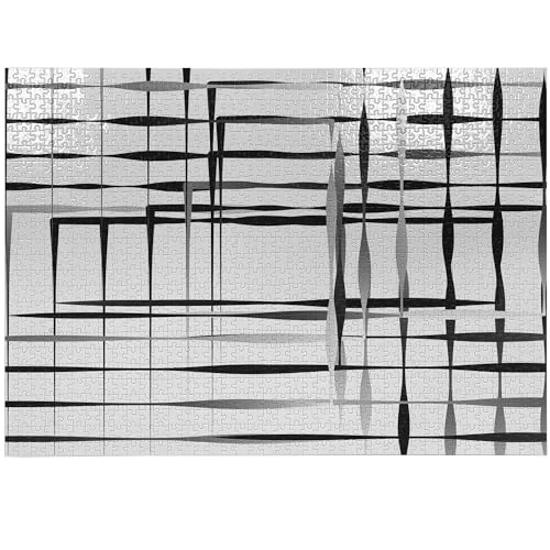 ABAKUHAUS Moderne Kunst Puzzle, Abstrakte Kunst Geometrische, Heirloom-Qualität lustige Aktivität für die Familie langlebiger Karton, 1000 Stücke, Schwarz-Weiss von ABAKUHAUS