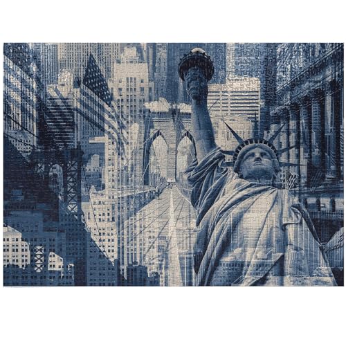 ABAKUHAUS Vereinigte Staaten Puzzle, NY Freiheit, Heirloom-Qualität lustige Aktivität für die Familie langlebiger Karton, 1000 Stücke, Dark Blue Purplegrey von ABAKUHAUS