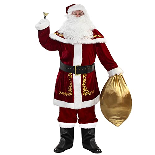 ABALAGU Herren-Weihnachtsmannanzug, 12-teilig, Weihnachtsmann-Kostüm für Erwachsene, Größe XXL von ABALAGU