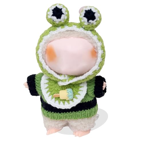Kleidung für Labubu, 17 cm, Labubu-Zubehör, Häkelzubehör, 3-teiliges Set, Outfits für Labubu, Frosch von ABAOWO