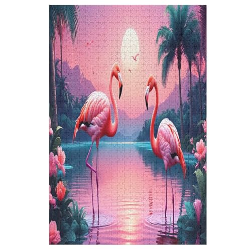 1000 Teile Puzzle Für Erwachsene, Flamingo -Puzzles, Kinder HolzPuzzle, Kreatives Puzzle, Geschenk Für Freunde Und Familie （78×53cm） von ABASWSA