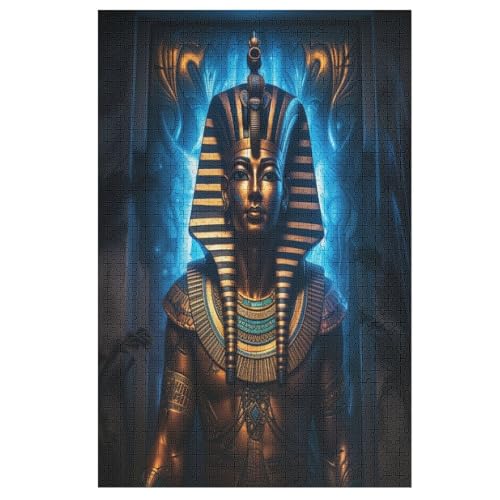 Ägyptischer Pharaon Puzzle Für Erwachsene,1000-teiliges Puzzles, Für Kinder,Holzpuzzle,Lernspielzeug, （78×53cm） von ABASWSA