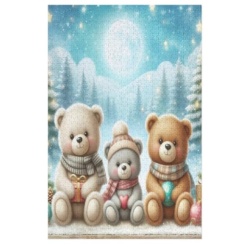 Animal Bär Holzpuzzle 1000 Teile, Knobelspiele Für Erwachsene, Teenager, Puzzles Unmögliche - Kinder Puzzle Zimmer Deko （78×53cm） von ABASWSA