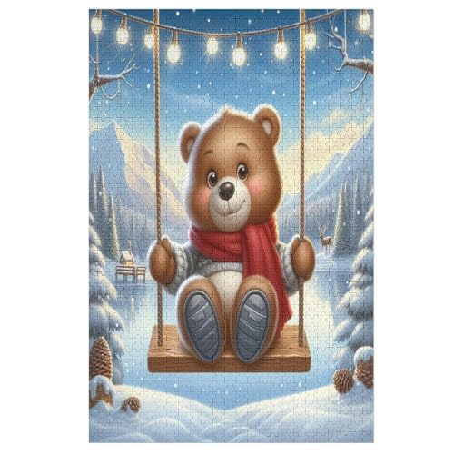 Animal Bär Puzzle 1000 Teile, Holzpuzzle Herausforderndes Geschicklichkeitsspiel Für Die Ganze Familie, Kinder Erwachsenenpuzzle Ab 12 Jahren （78×53cm） von ABASWSA