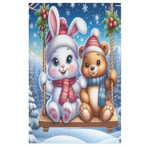 Animal Bär Puzzle Für Erwachsene,1000-teiliges Puzzles, Für Kinder,Holzpuzzle,Lernspielzeug, （78×53cm） von ABASWSA