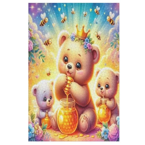 Animal Bär Puzzle Für Erwachsene 1000 Teile Premium Recyceltes Brett Zum Lernen, Lernspielzeug, Familienspiele Kinder Holzpuzzle （78×53cm） von ABASWSA