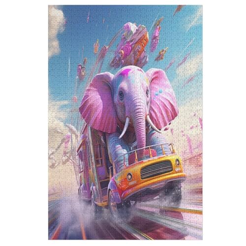 Animal Elefant 1000 Teile Puzzles Für Erwachsene,Holzpuzzle - Verringerter Druck Schwieriges Unmögliche Puzzle Für 12+ Kinder （78×53cm） von ABASWSA