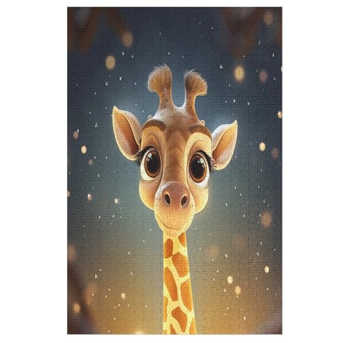 Animal Giraffe Puzzle Für Erwachsene 1000 Teile Premium Recyceltes Brett Zum Lernen, Lernspielzeug, Familienspiele Kinder Holzpuzzle （78×53cm） von ABASWSA