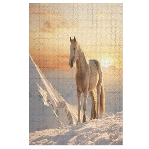 Animal Horse Holzpuzzle 1000 Teile Klassische Puzzles Erwachsene Kinder Puzzle DIY Kit Holzspielzeug Einzigartiges Geschenk （78×53cm） von ABASWSA