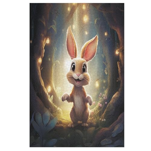 Animal Kaninchen Puzzles 1000 Teile Erwachsener Kniffel Spaß Für Die Ganze Familie, Holzpuzzle Kinder Erwachsene, Impossible Puzzle Schwer （78×53cm） von ABASWSA
