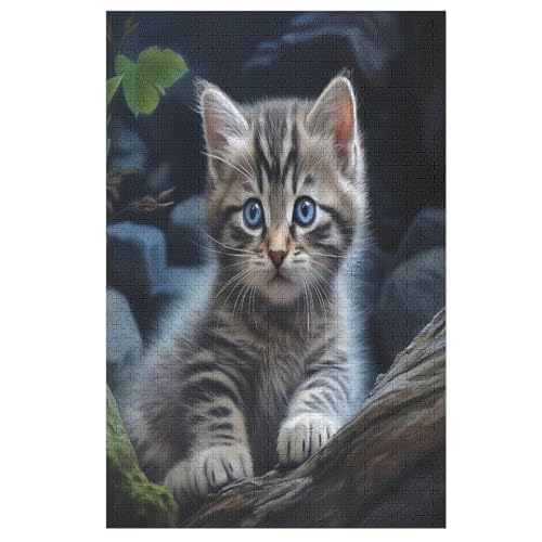 Animal Katze 1000 Teile Puzzle Für Erwachsene, Herausforderung Puzzles - Verringerter Druck Schwieriges Holzpuzzle Für Kinder 12+ （78×53cm） von ABASWSA