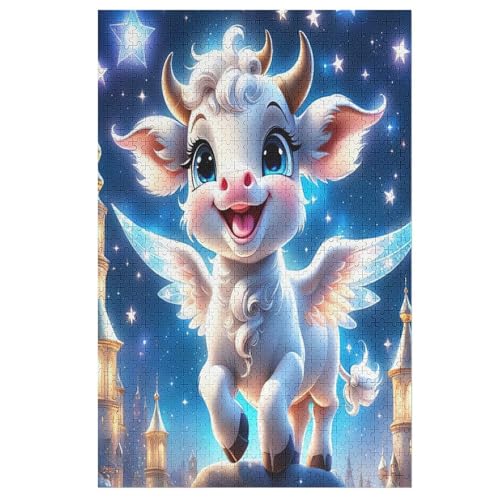 Animal Kuh Holzpuzzle - 1000 Teiliges Jigsaw Knobelspiel - Puzzle Für Erwachsene & Kinder - Outdoor & Reisespielzeug （78×53cm） von ABASWSA