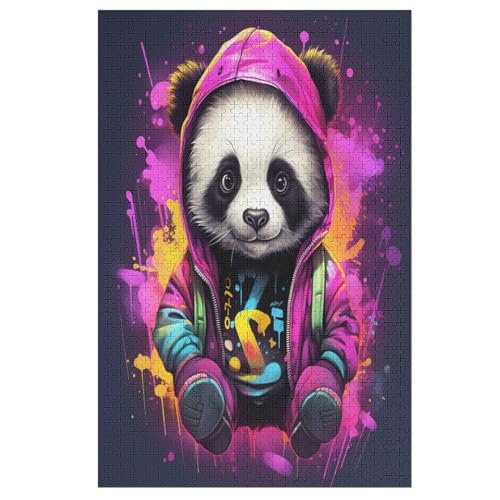 Animal Panda Puzzles 1000 Teile Für Jugendliche Kreatives Holzpuzzlespielzeug Familienspiel Schwierigkeitsgrad Herausforderungspuzzles （78×53cm） von ABASWSA