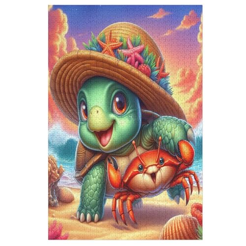 Animal Schildkröte 1000 Teile Premium-Puzzles Für Erwachsene Kinder- Holzpuzzles Spaß Und Lernspiele - Perfekte Puzzle-Geschenke （78×53cm） von ABASWSA