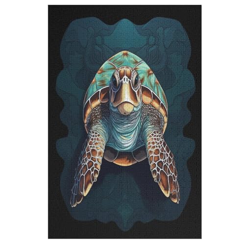 Animal Schildkröte Holzpuzzle 1000 Teile,Puzzles Für Erwachsene, Impossible Puzzle, Kinder Legespiel （78×53cm） von ABASWSA