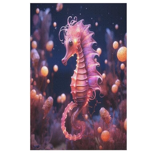 Animal Seahorse -Puzzle, 1000 Teile,Holzpuzzle Für Erwachsene Kinder, Lustiges Spielzeug, Denkspiel, Bildungsspiel, （78×53cm） von ABASWSA