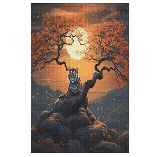 Animal Tiger 1000 Teile Premium-Puzzles Für Erwachsene Kinder- Holzpuzzles Spaß Und Lernspiele - Perfekte Puzzle-Geschenke （78×53cm） von ABASWSA