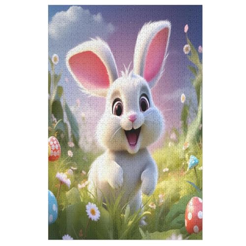 Animal süßes Kaninchen Puzzles 1000 Teile Für Jugendliche Kreatives Holzpuzzlespielzeug Familienspiel Schwierigkeitsgrad Herausforderungspuzzles （78×53cm） von ABASWSA