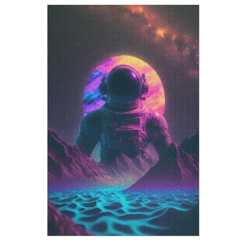 Astronaut Holzpuzzle 1000 Teile Klassische Puzzles Erwachsene Kinder Puzzle DIY Kit Holzspielzeug Einzigartiges Geschenk （78×53cm） von ABASWSA