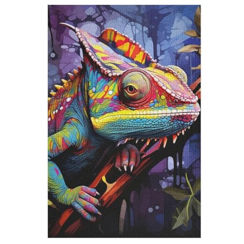 Chamäleon 1000 Teile Puzzles Für Erwachsene Holzpuzzle Familienpuzzlespiel Stressabbau-Puzzle Für Kinder Ab 12 Jahren （78×53cm） von ABASWSA