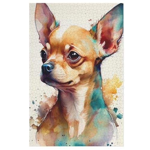 Chihuahua Holzpuzzle 1000 Teile Klassische Puzzles Erwachsene Kinder Puzzle DIY Kit Holzspielzeug Einzigartiges Geschenk 1000 PCS von ABASWSA