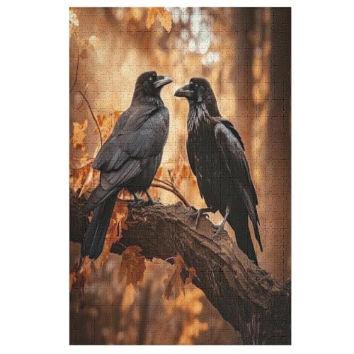 Corbeau Holzpuzzle 1000 Teile Klassische Puzzles Erwachsene Kinder Puzzle DIY Kit Holzspielzeug Einzigartiges Geschenk （78×53cm） von ABASWSA