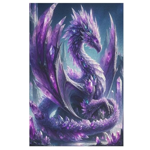 Cute Drache Holzpuzzle 1000 Teile Klassische Puzzles Erwachsene Kinder Puzzle DIY Kit Holzspielzeug Einzigartiges Geschenk （78×53cm） von ABASWSA