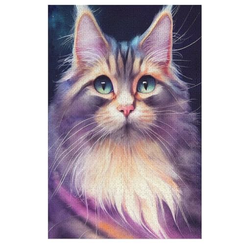 Cute Katze Holzpuzzle 1000 Teile Klassische Puzzles Erwachsene Kinder Puzzle DIY Kit Holzspielzeug Einzigartiges Geschenk （78×53cm） von ABASWSA